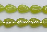 CKA255 15.5 inches 10*14mm flat teardrop Korean jade gemstone beads