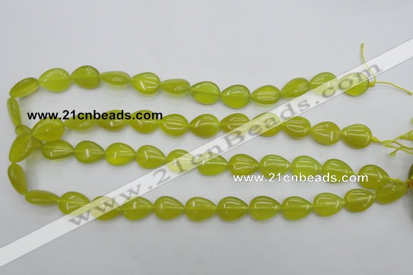 CKA256 15.5 inches 12*16mm flat teardrop Korean jade gemstone beads