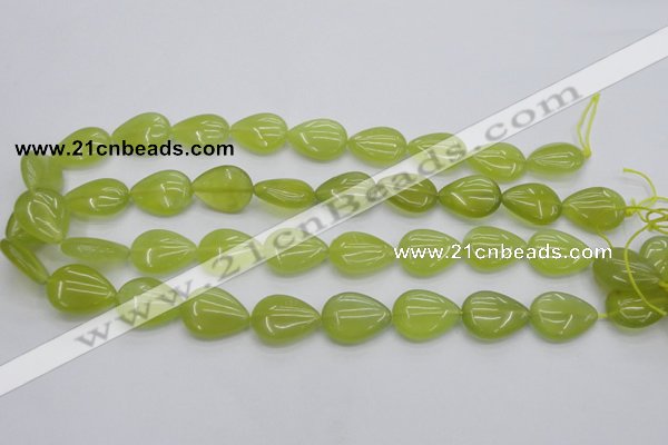 CKA257 15.5 inches 15*20mm flat teardrop Korean jade gemstone beads