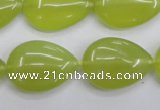 CKA258 15.5 inches 18*25mm flat teardrop Korean jade gemstone beads