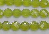 CKA265 15.5 inches 10mm faceted coin Korean jade gemstone beads