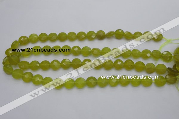 CKA266 15.5 inches 12mm faceted coin Korean jade gemstone beads