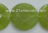 CKA268 15.5 inches 30mm faceted coin Korean jade gemstone beads