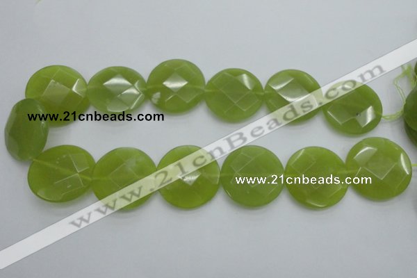 CKA268 15.5 inches 30mm faceted coin Korean jade gemstone beads