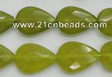 CKA275 15.5 inches 15*20mm faceted flat teardrop Korean jade gemstone beads