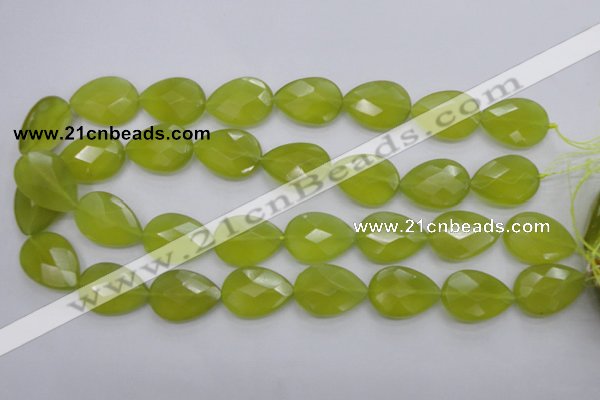 CKA276 15.5 inches 18*25mm faceted flat teardrop Korean jade gemstone beads