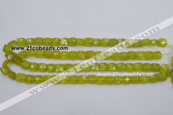 CKA285 15.5 inches 10*10mm faceted square Korean jade gemstone beads