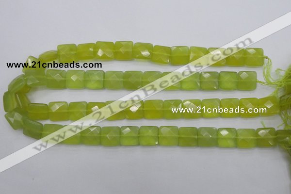 CKA286 15.5 inches 14*14mm faceted square Korean jade gemstone beads