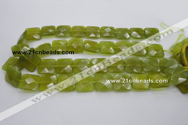 CKA287 15.5 inches 20*20mm faceted square Korean jade gemstone beads