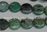 CKC60 15.5 inches 14mm flat round natural green kyanite beads