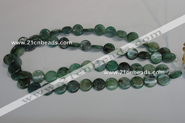 CKC60 15.5 inches 14mm flat round natural green kyanite beads