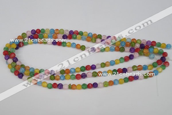 CKQ02 15.5 inches 6mm round matte dyed crackle quartz beads