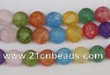 CKQ03 15.5 inches 8mm round matte dyed crackle quartz beads