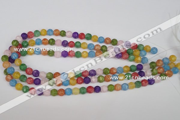 CKQ03 15.5 inches 8mm round matte dyed crackle quartz beads