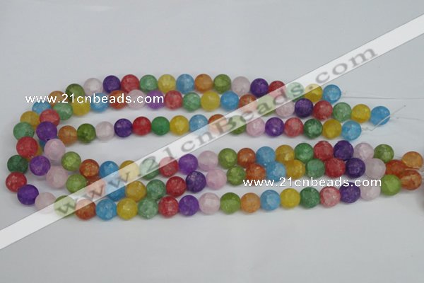 CKQ04 15.5 inches 10mm round matte dyed crackle quartz beads