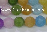 CKQ05 15.5 inches 12mm round matte dyed crackle quartz beads