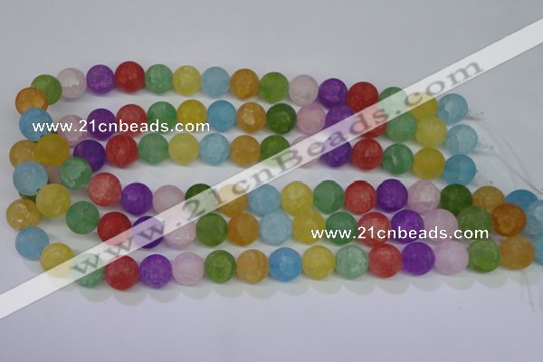 CKQ05 15.5 inches 12mm round matte dyed crackle quartz beads