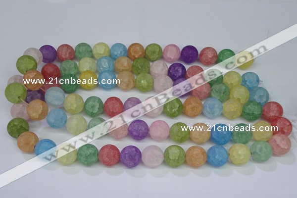 CKQ06 15.5 inches 14mm round matte dyed crackle quartz beads
