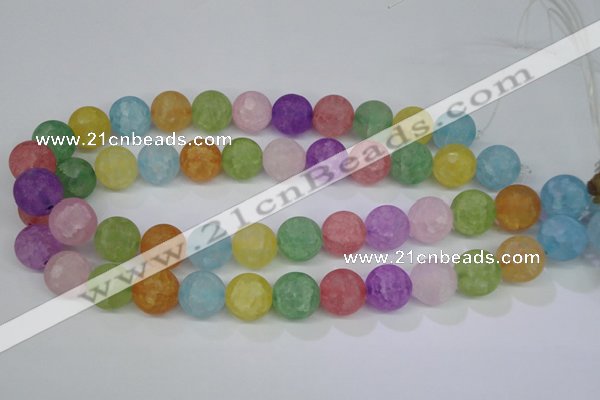 CKQ07 15.5 inches 16mm round matte dyed crackle quartz beads