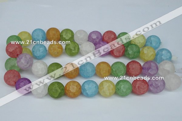 CKQ08 15.5 inches 18mm round matte dyed crackle quartz beads