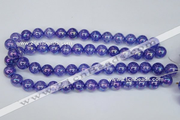 CKQ104 15.5 inches 12mm round AB-color dyed crackle quartz beads