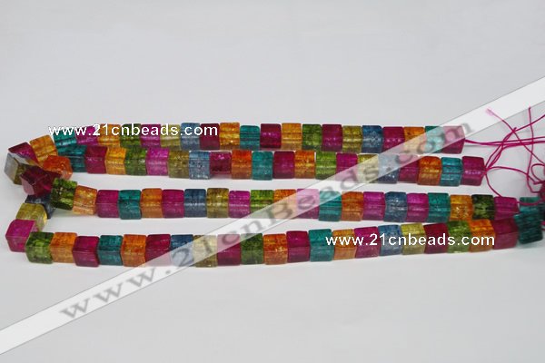 CKQ115 15.5 inches 8*8mm cube dyed crackle quartz beads