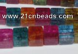 CKQ116 15.5 inches 10*10mm cube dyed crackle quartz beads