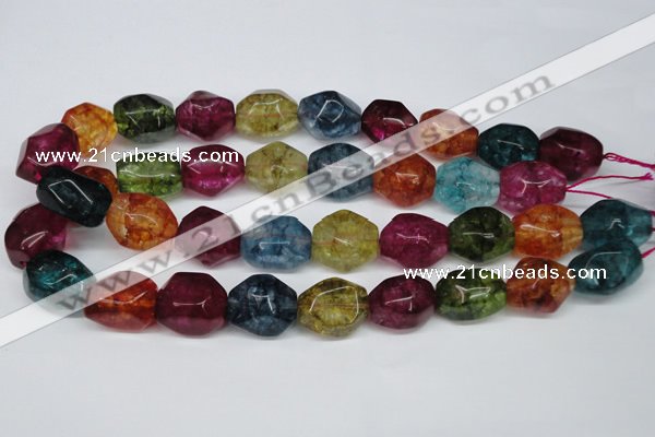 CKQ118 15.5 inches 15*20mm nuggets dyed crackle quartz beads