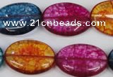 CKQ121 15.5 inches 18*25mm oval dyed crackle quartz beads