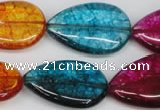 CKQ125 15.5 inches 18*25mm flat teardrop dyed crackle quartz beads