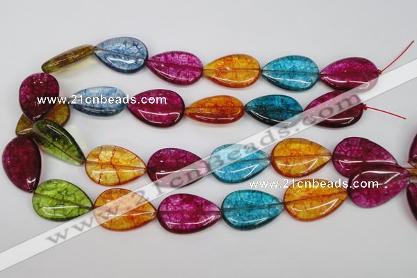 CKQ125 15.5 inches 18*25mm flat teardrop dyed crackle quartz beads