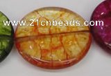 CKQ130 15.5 inches 35mm flat round dyed crackle quartz beads