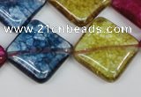 CKQ133 15.5 inches 25*25mm diamond dyed crackle quartz beads