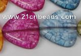 CKQ137 15.5 inches 30*30mm triangle dyed crackle quartz beads