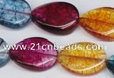 CKQ139 15.5 inches 18*25mm twisted oval dyed crackle quartz beads