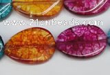 CKQ140 15.5 inches 20*30mm twisted oval dyed crackle quartz beads