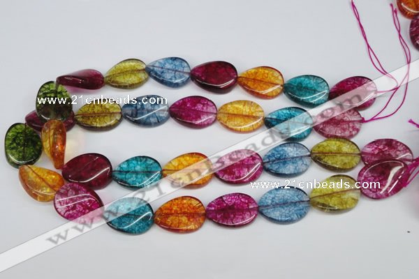 CKQ140 15.5 inches 20*30mm twisted oval dyed crackle quartz beads