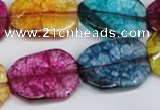 CKQ142 15.5 inches 18*25mm twisted rectangle dyed crackle quartz beads