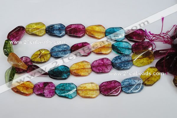 CKQ143 15.5 inches 20*30mm twisted rectangle dyed crackle quartz beads