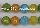 CKQ15 15.5 inches 12mm round dyed crackle quartz beads wholesale