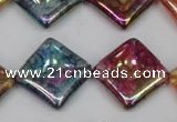 CKQ152 15.5 inches 20*20mm diamond AB-color crackle quartz beads