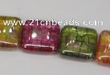 CKQ155 15.5 inches 20*20mm square AB-color crackle quartz beads