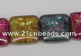 CKQ156 15.5 inches 25*25mm square AB-color crackle quartz beads