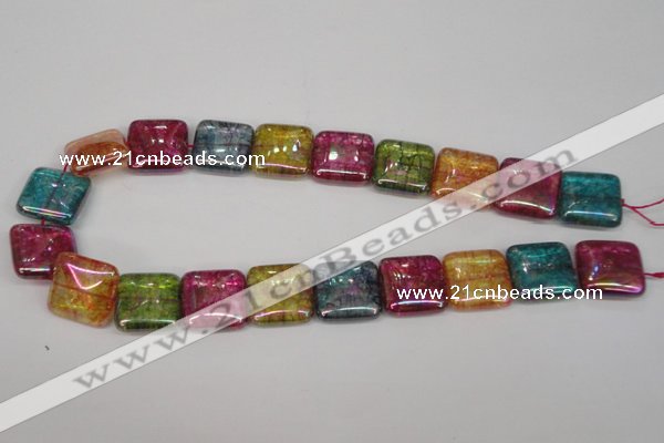 CKQ156 15.5 inches 25*25mm square AB-color crackle quartz beads