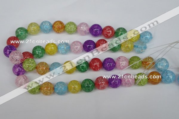 CKQ16 15.5 inches 14mm round dyed crackle quartz beads wholesale