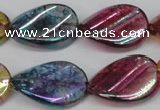 CKQ161 15.5 inches 18*25mm twisted oval AB-color crackle quartz beads
