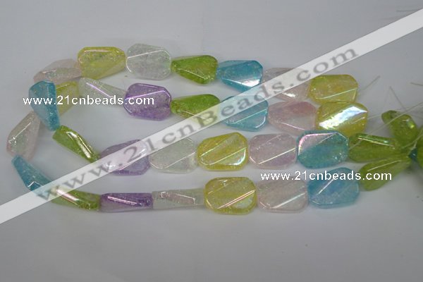 CKQ164 15.5 inches 18*25mm twisted rectangle AB-color crackle quartz beads