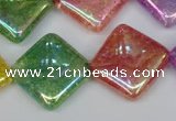 CKQ168 15.5 inches 25*25mm diamond AB-color crackle quartz beads