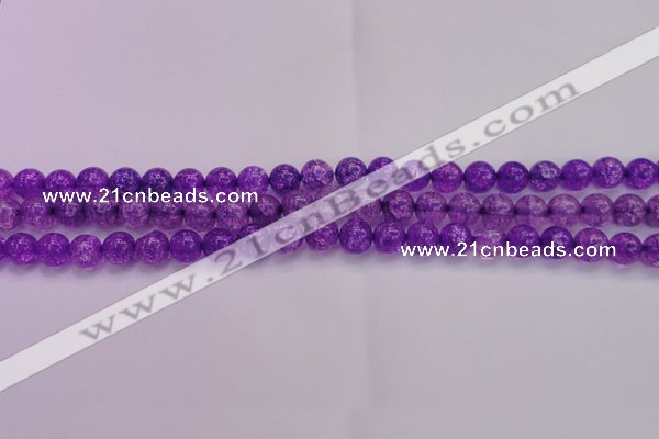 CKQ309 15.5 inches 8mm round dyed crackle quartz beads wholesale