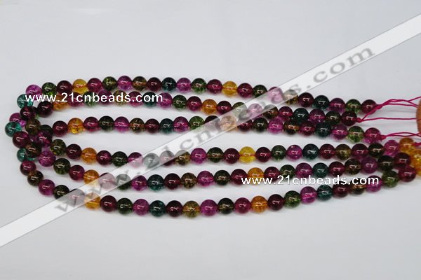 CKQ32 15.5 inches 8mm round dyed crackle quartz beads wholesale